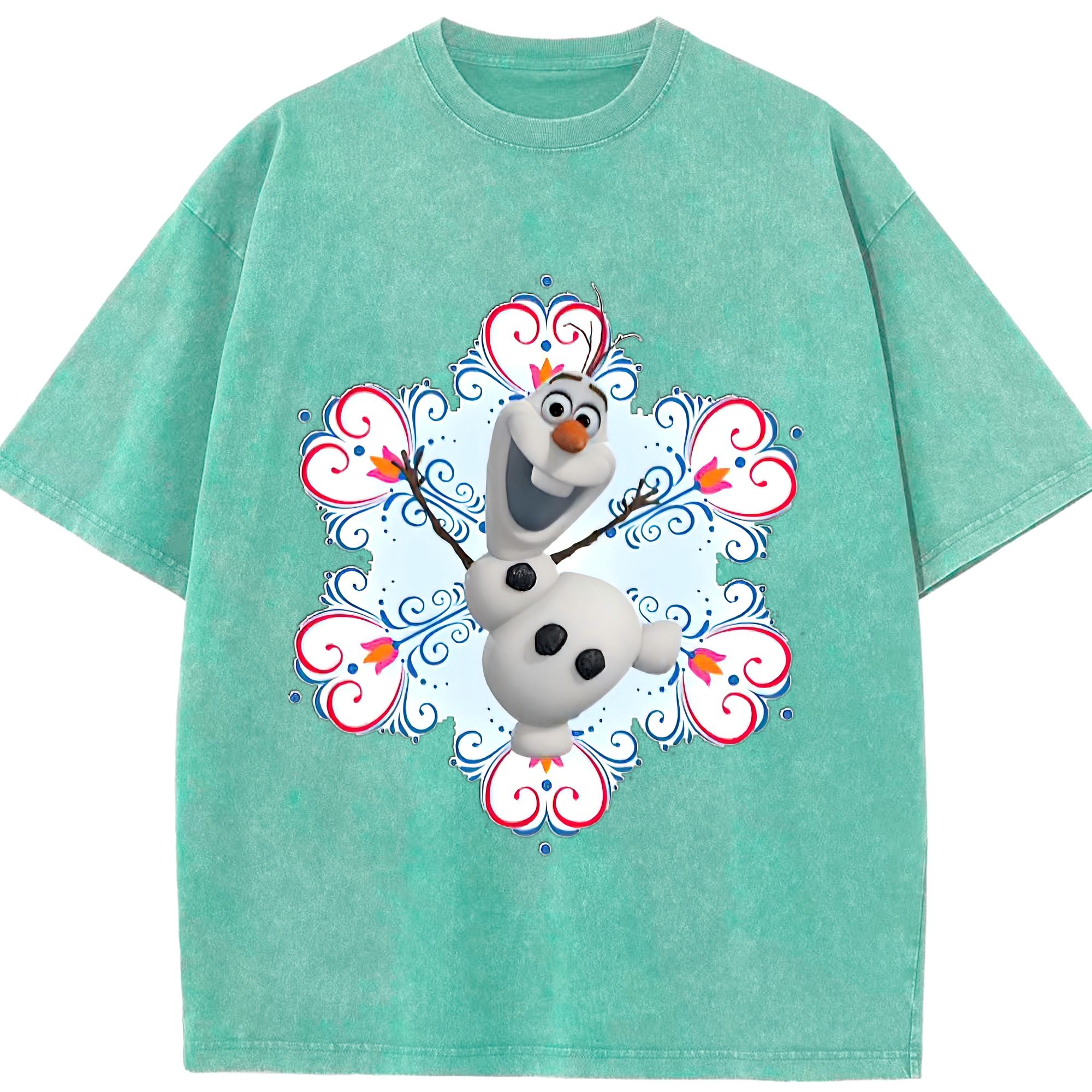 （画像用） アナと雪の女王 アンナ エルサ Frozen Anna Elsa 綿100% ヴィンテージ風 半袖Tシャツ（フロントプリント）
